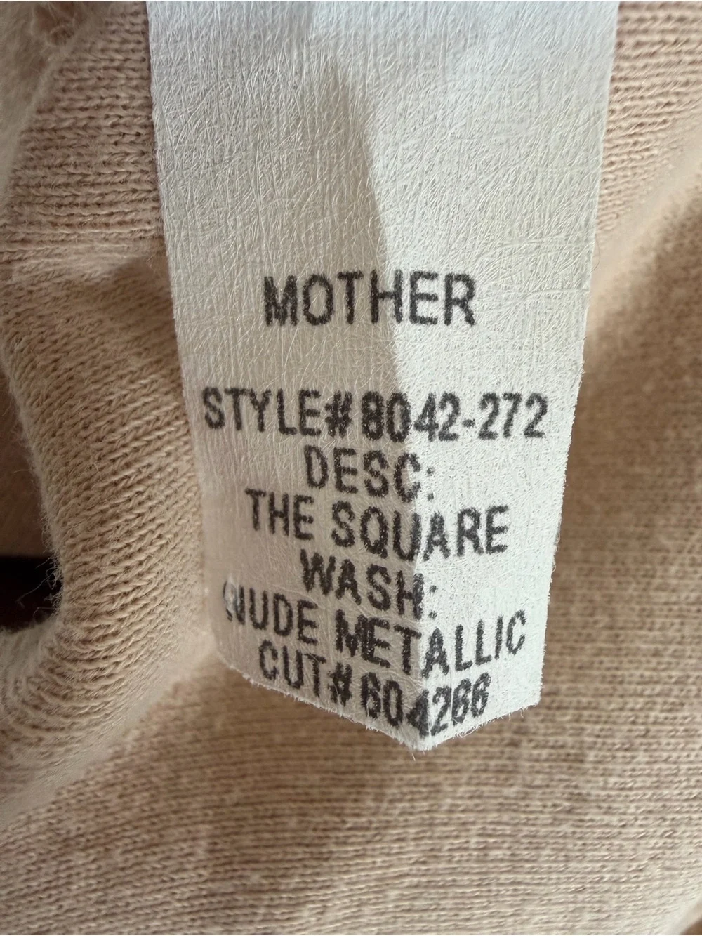 MOTHER The Square Nude Metallic Sweatshirt Size S Cotton Crewneck